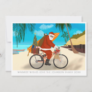 Bike Santa Tropical Island Summer Helgdag Julkort