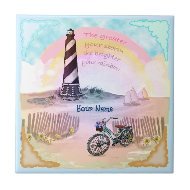 Bike Stormy Lighthouse-panel Kakelplatta (Framsidan)