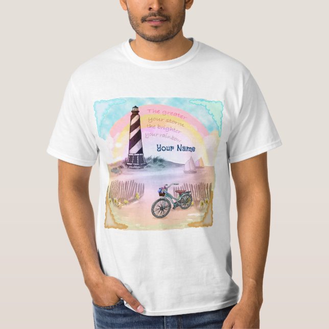 Bike Stormy Lighthouse T Shirt (Framsida)