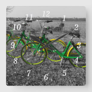 Bike Triplets Select Färg Wall Clock Fyrkantig Klocka