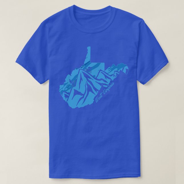 Bike Väster Virginia State Outline Blues Mountain  T Shirt (Design framsida)
