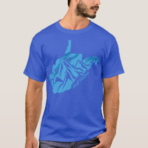 Bike Väster Virginia State Outline Blues Mountain T Shirt