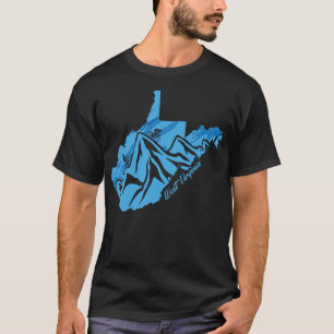 Bike Väster Virginia State Outline Blues Mountain T Shirt
