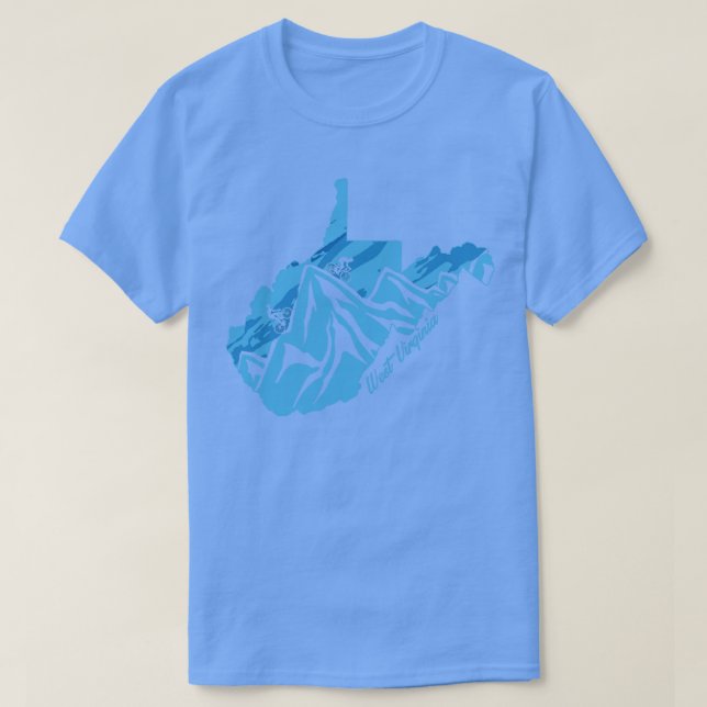 Bike Väster Virginia State Outline Blues Mountain  T Shirt (Design framsida)