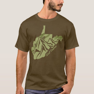 Bike Väster Virginia State Outline Olive Mountain  T Shirt