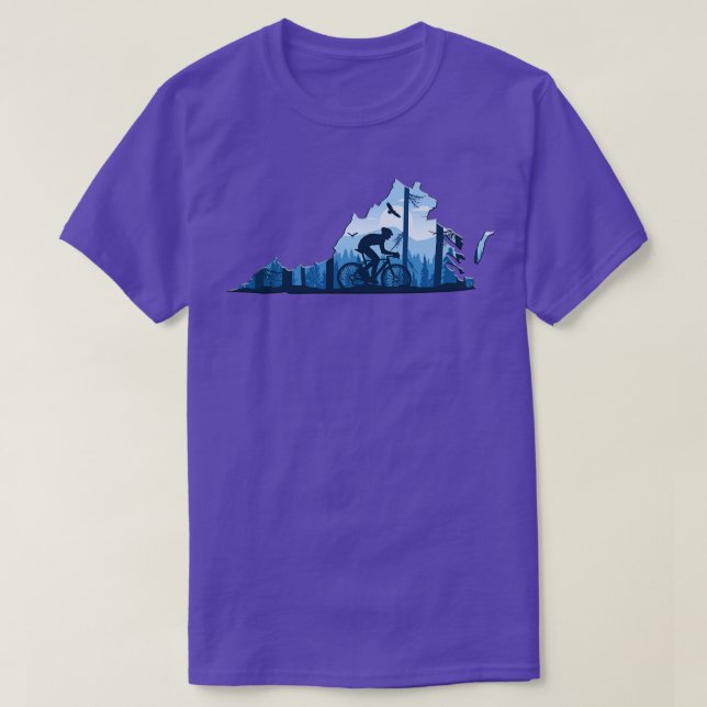 Bike Virginia State MapMountain Biking Blue Ridge T Shirt (Design framsida)