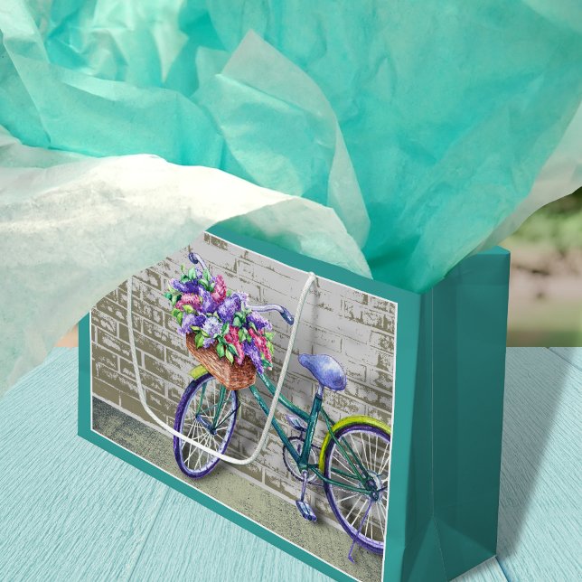 Bike with Flower Basket Large Gift Bag (Skapare uppladdad)