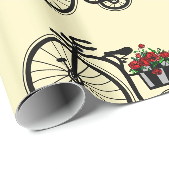 Bike with Flowers Wrapping Papper Presentpapper (Rullad Hörn)