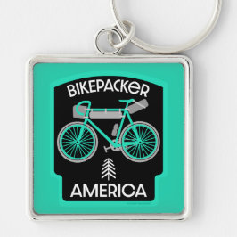 Bikepacking America Fyrkantig Silverfärgad Nyckelring