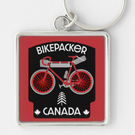 Bikepacking Canada Fyrkantig Silverfärgad Nyckelring