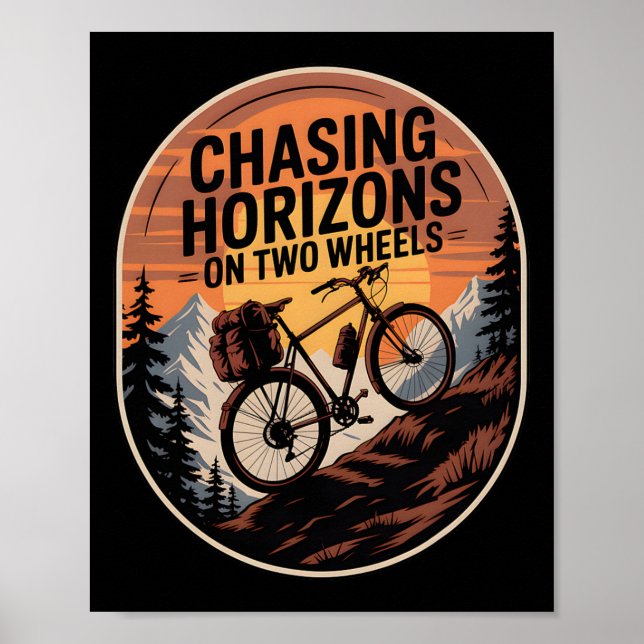 Bikepacking Outdoor Mountain Biking Chasing Horizo Poster (Framsidan)