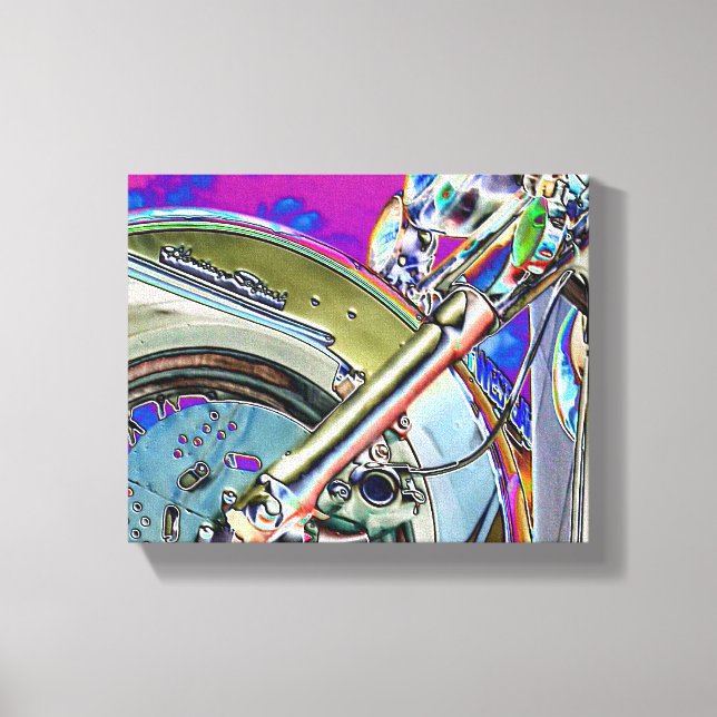 Biker av motorcykel Art Bright Neon Canvastryck (Framsida)