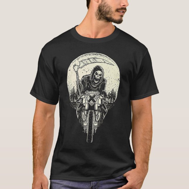 Biker av motorcykel Rider Route Skull T Shirt (Framsida)