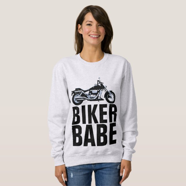 BIKER BABE Dam Sweatshirts för T-shirts med motorc (Hel framsida)
