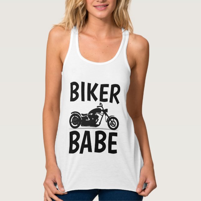 BIKER BABE, Dam-T-tröjor Linne Med Racerback (Framsida)