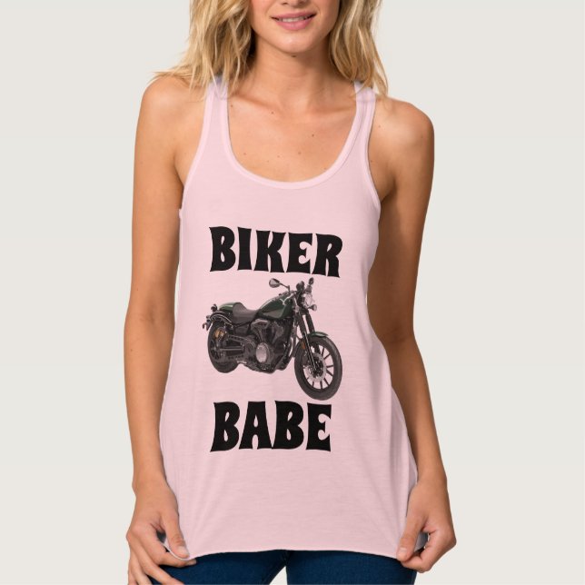 BIKER BABE, Dam-T-tröjor Linne Med Racerback (Framsida)