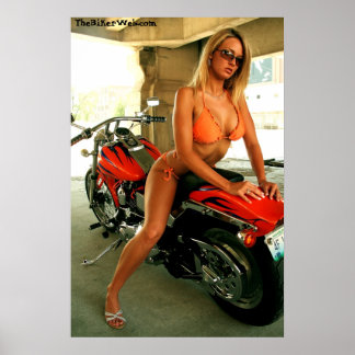 Biker Babe Poster - Blond Bikini Babe