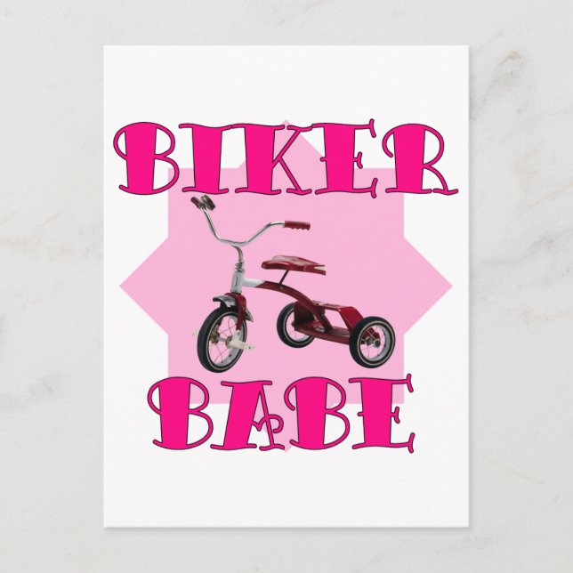 Biker Babe /rosa Vykort (Framsida)