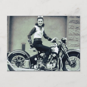 Biker Babe Vykort