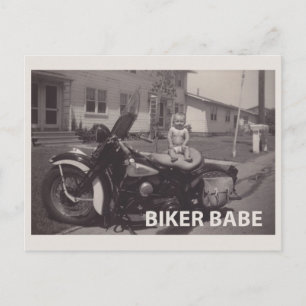 biker babe vykort
