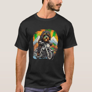Biker Bernedoodle Hund Riding Motorcycle T Shirt