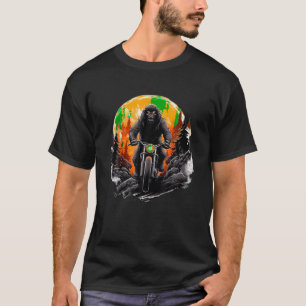 Biker Bigfoot Riding Motorcle T Shirt