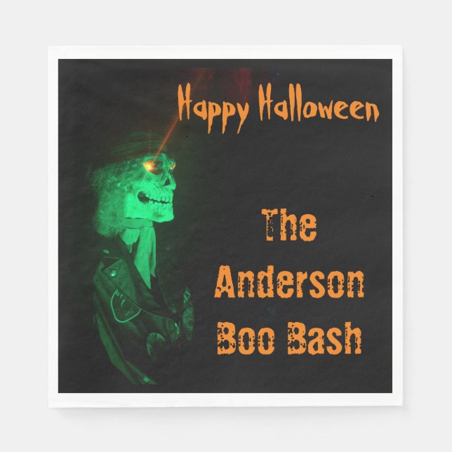 Biker Billy Halloween Skeleton Black & Orange Pappersservett (Framsidan)