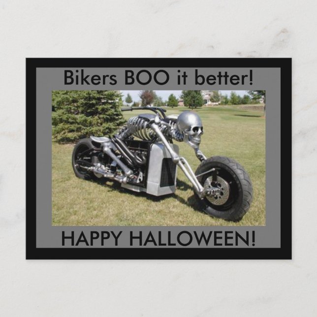 Biker BOO det bättre Happy halloween vykort (Framsida)