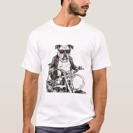 Biker Bulldog Attityd T Shirt
