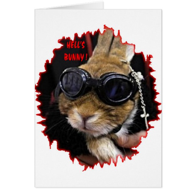 BIKER BUNNY HELS BUNNY HÄLSNINGSKORT (Framsidan)