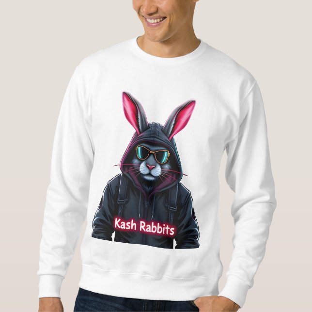 Biker Bunny Hoodie Lång Ärmad Tröja (Framsida)