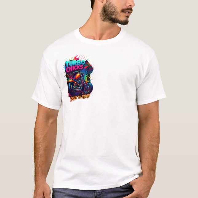 Biker Burn the Road T-Shirt | Motorcycle Rider Tee (Framsida)