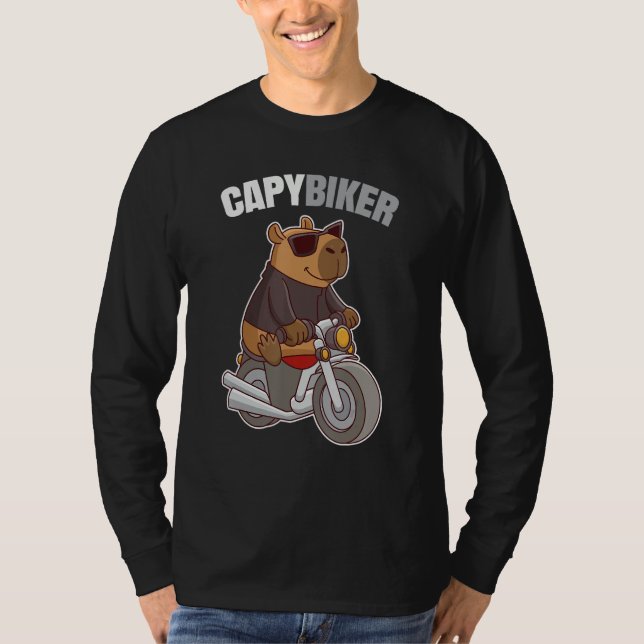 Biker Capybara - Funny Capybiker T Shirt (Framsida)