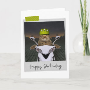 Biker Cat Funny Birthday Card Kort