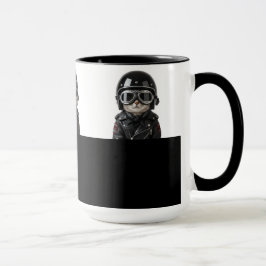 Biker Cat, Katze mit Motorradkleidung und Helm Mugg