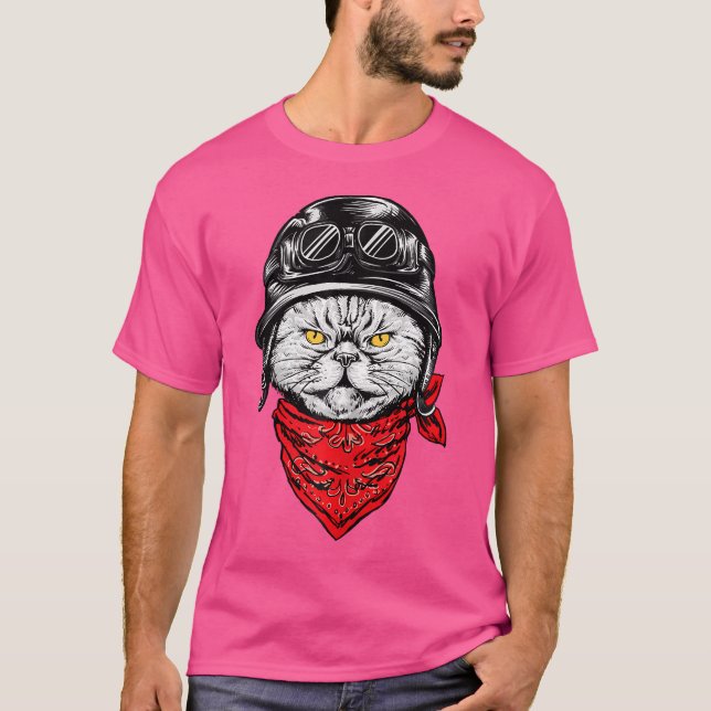 Biker Cat - Motorcykel Chopper Biker Motorcykel T Shirt (Framsida)