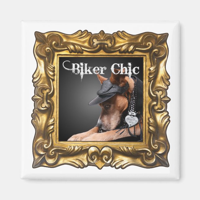 "Biker Chic" magnet för att förbättra kylskåpet (Framsidan)