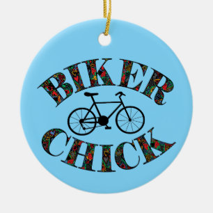 Biker Chick Bike Julgransprydnad Keramik
