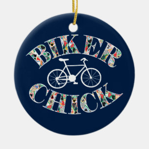 Biker Chick Bike Julgransprydnad Keramik