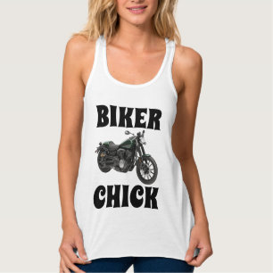 BIKER CHICK, Dam Motorcyklar T-shirts Tees Linne Med Racerback