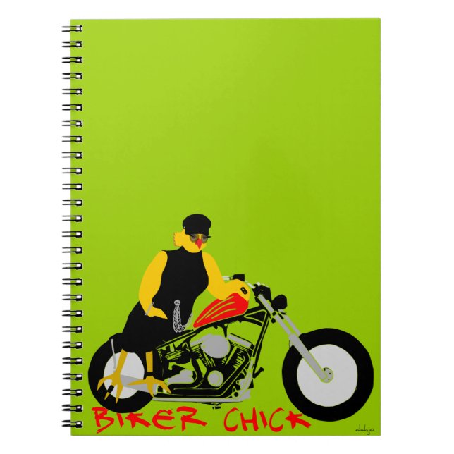 BIKER CHICK Sitta om hennes motorcykel Anteckningsbok (Framsidan)