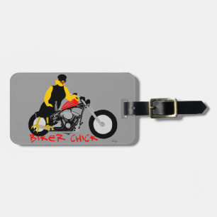 BIKER CHICK Sitta om hennes motorcykel Bagagebricka