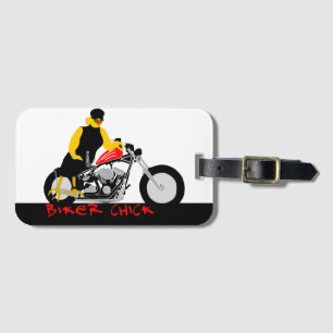 BIKER CHICK Sitta om hennes motorcykel Bagagebricka