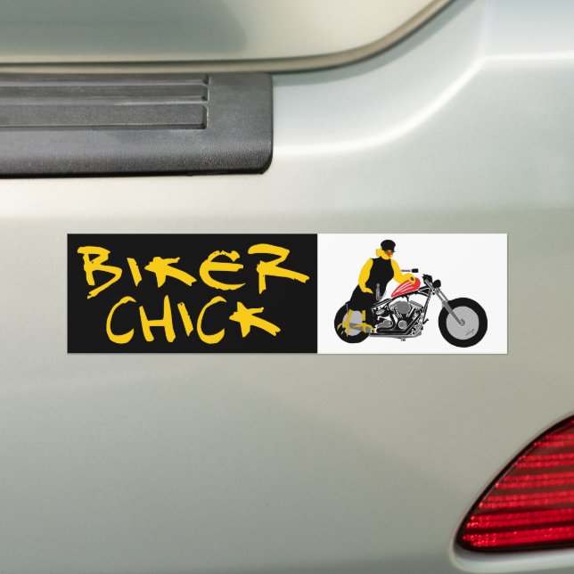 BIKER CHICK Sitta om hennes motorcykel Bildekal (På Bil)