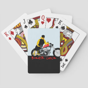 BIKER CHICK Sitta om hennes motorcykel Casinokort
