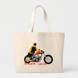 BIKER CHICK Sitta om hennes motorcykel Jumbo Tygkasse