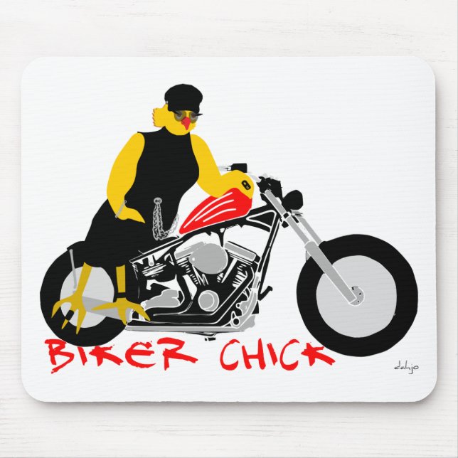 BIKER CHICK Sitta om hennes motorcykel Musmatta (Framsidan)