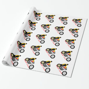 BIKER CHICK Sitta om hennes motorcykel Presentpapper