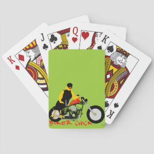 BIKER CHICK Sitta om hennes motorcykel Spel Kort