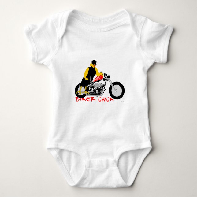 BIKER CHICK Sitta om hennes motorcykel Tee (Framsida)
